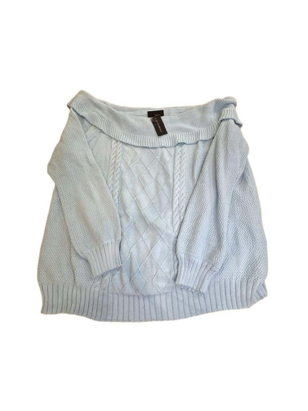 Lane Bryant Light Blue Cable Knit Off-The-Shoulder Pullover Sweater Size 22/24